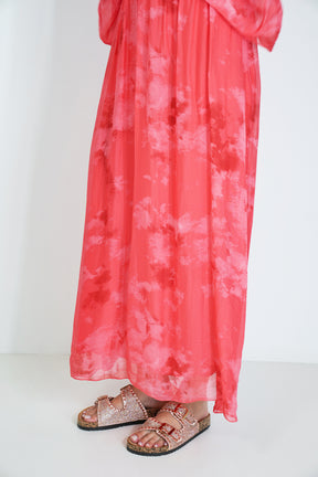 Coral Grace Silk Dress