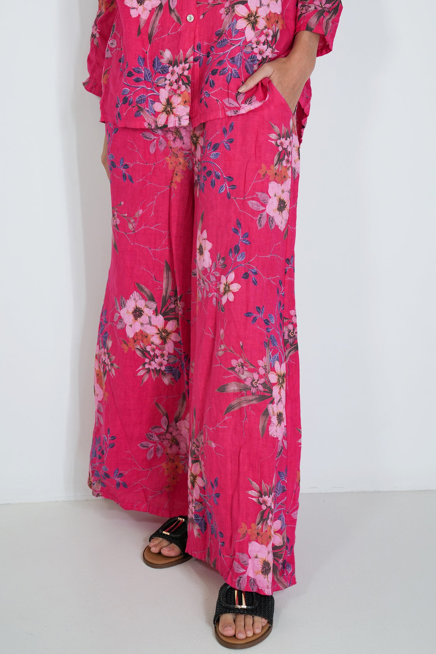 Cerise Meagan Linen Pant