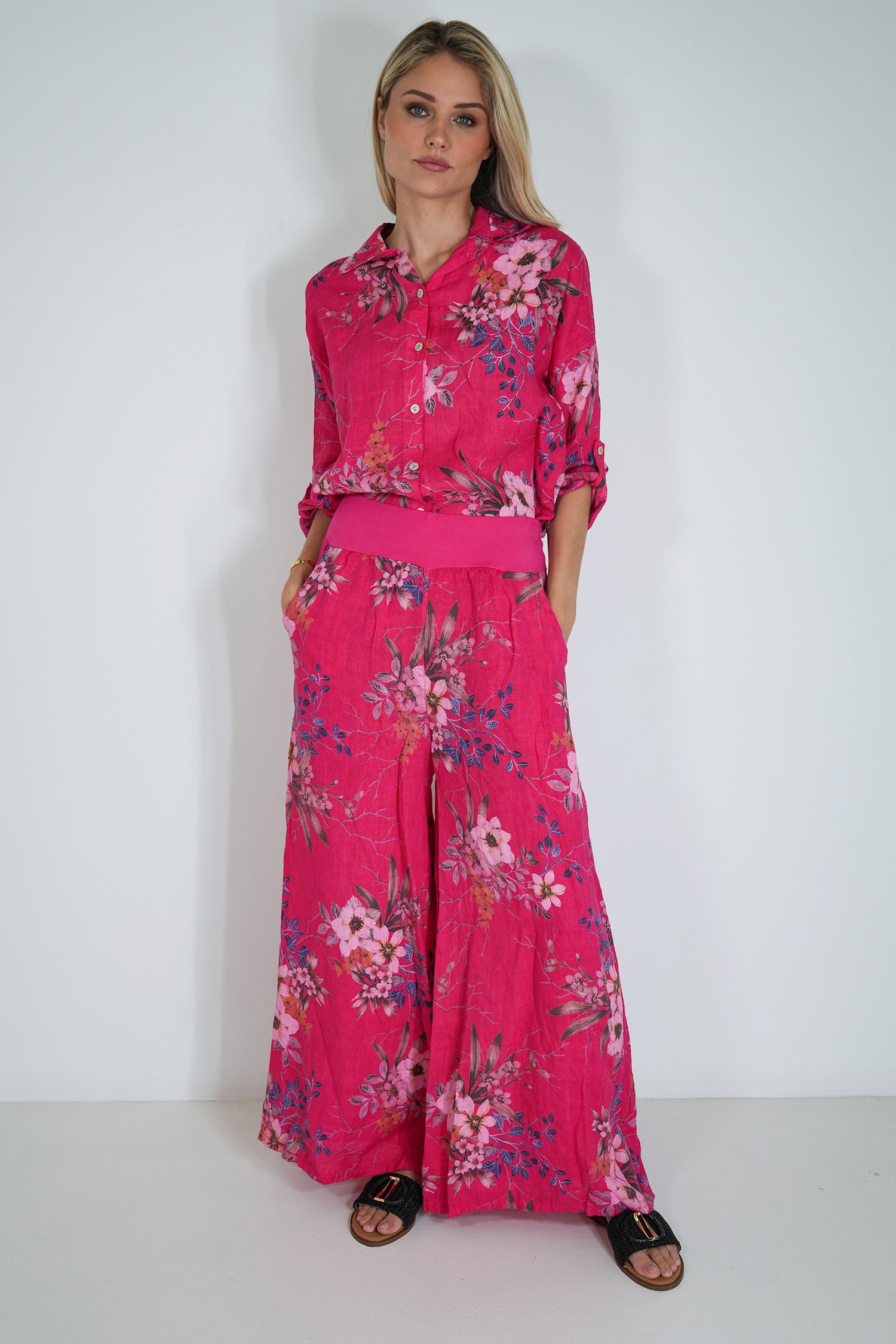 Cerise Meagan Linen Pant