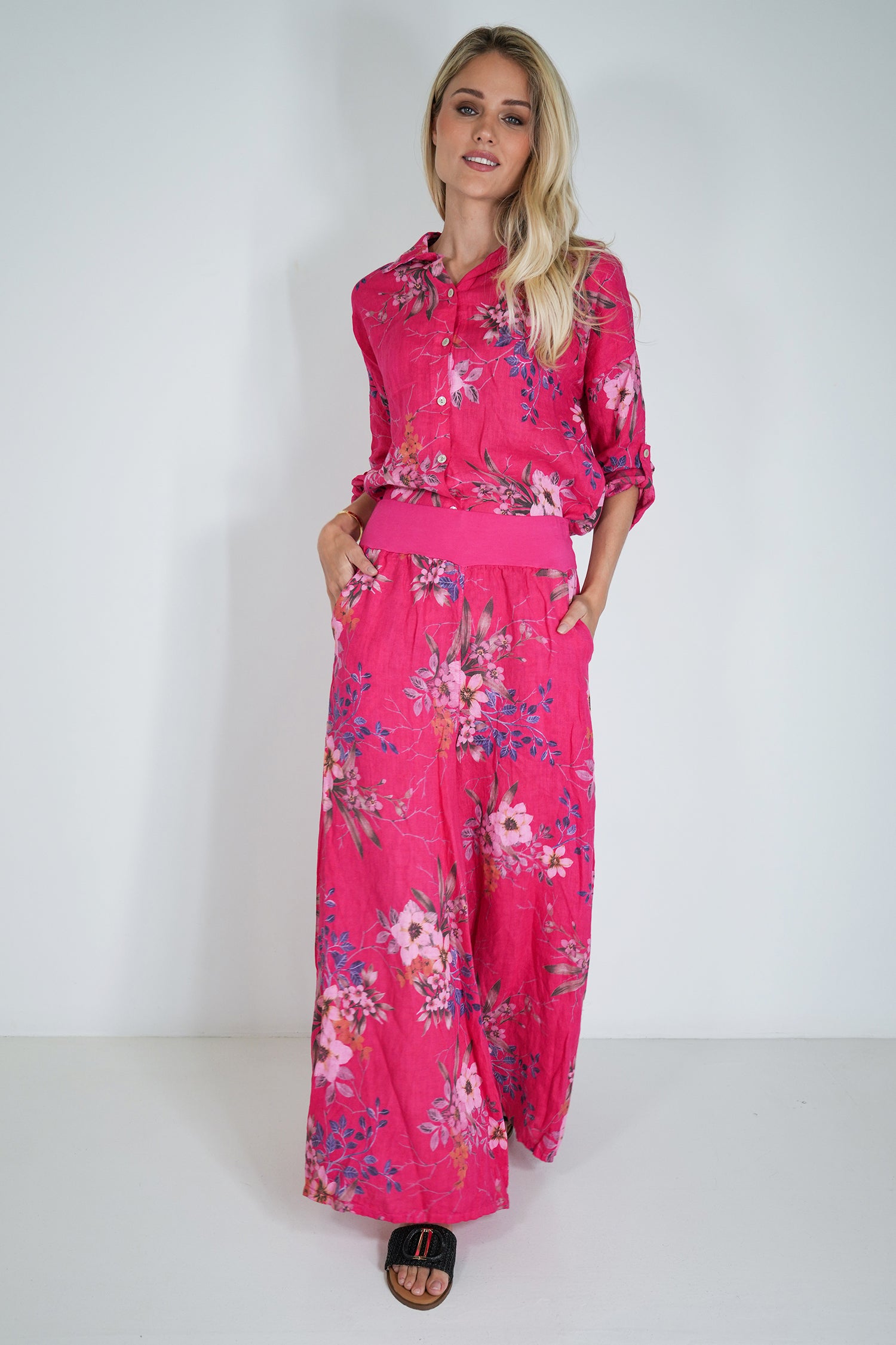 Cerise Meagan Linen Pant