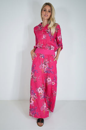 Cerise Meagan Linen Pant