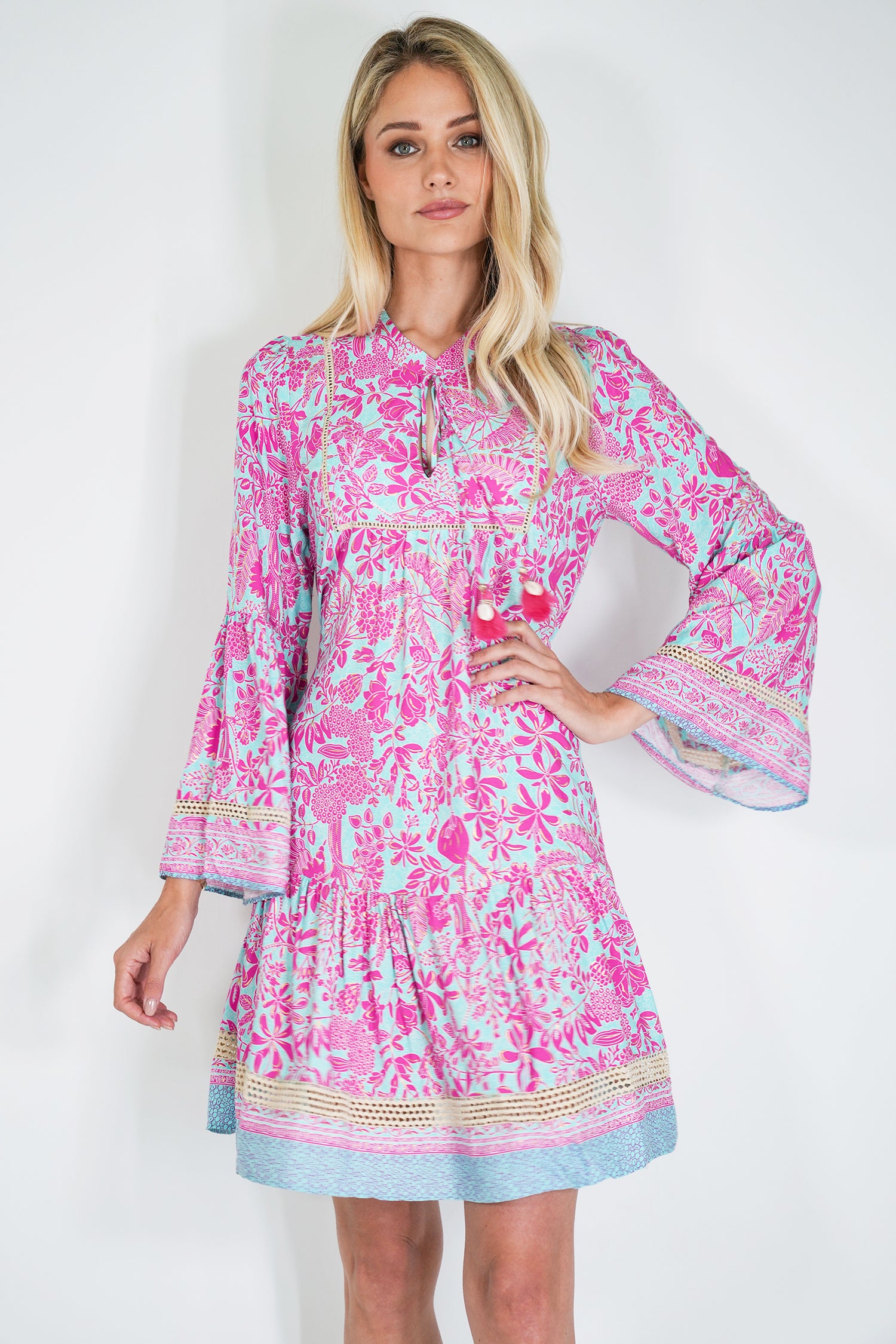 Pink and Turquoise Ekta Tunic