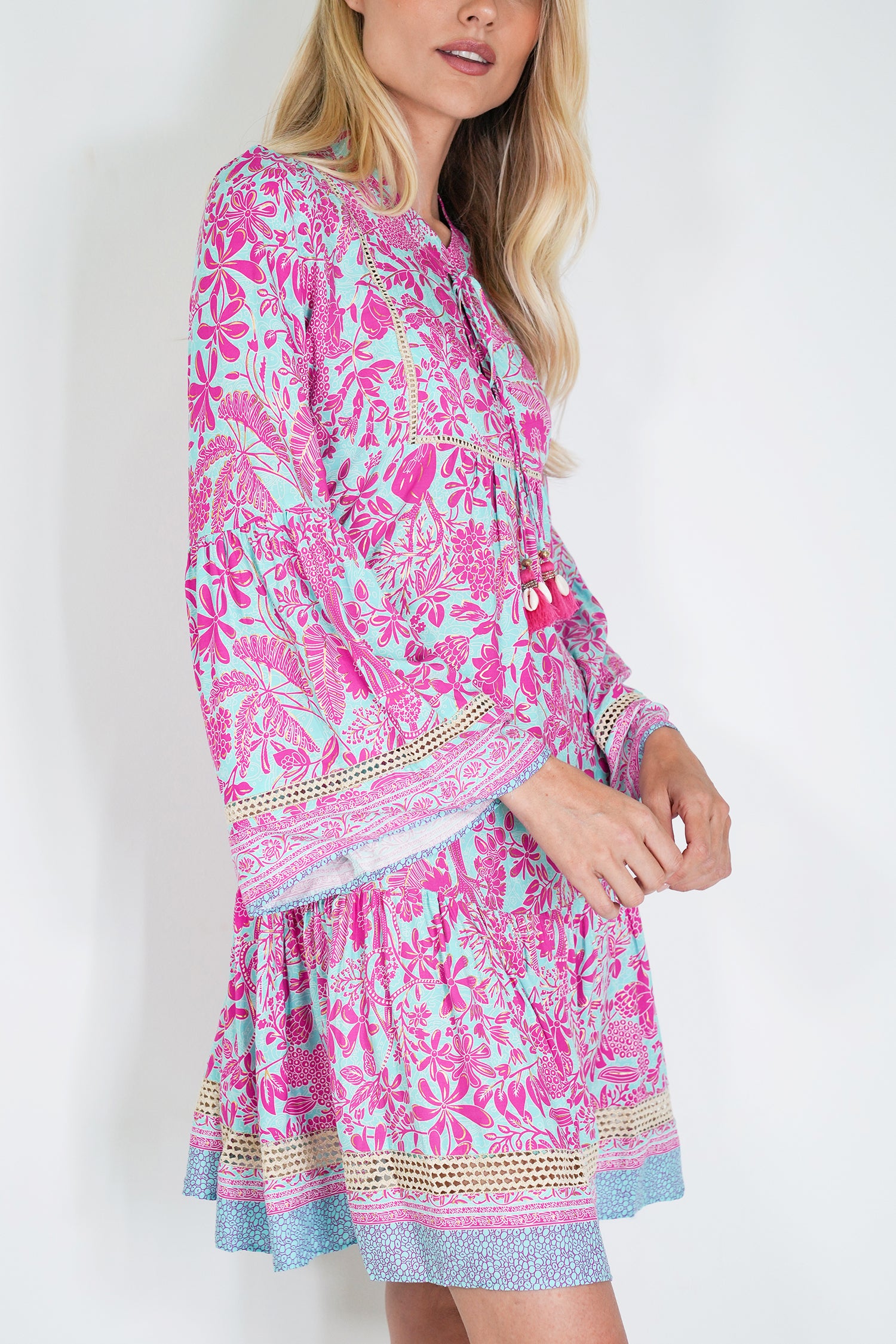 Pink and Turquoise Ekta Tunic