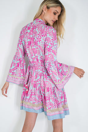 Pink and Turquoise Ekta Tunic