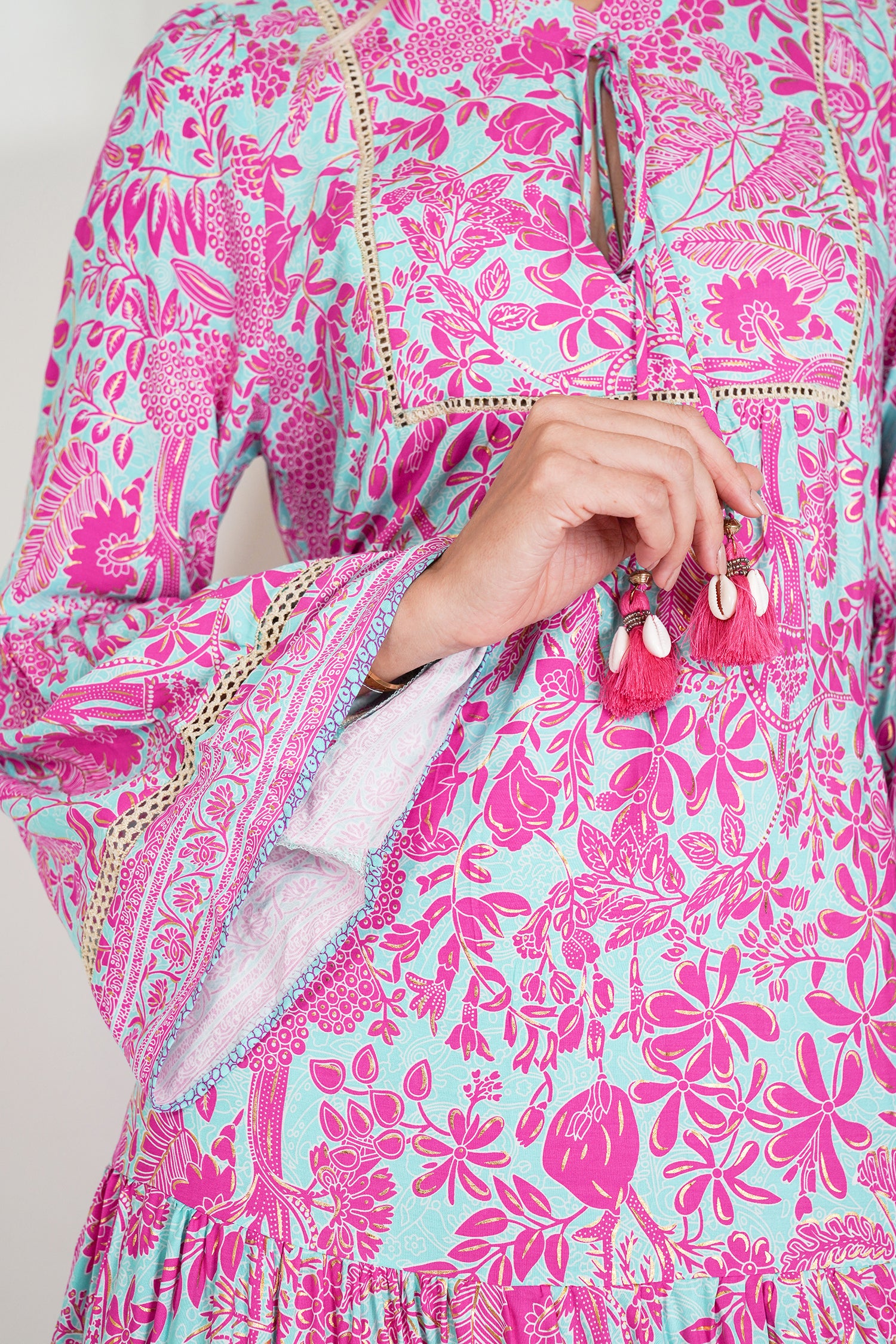 Pink and Turquoise Ekta Tunic