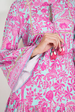Pink and Turquoise Ekta Tunic