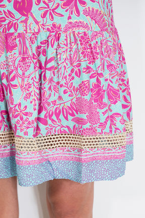 Pink and Turquoise Ekta Tunic