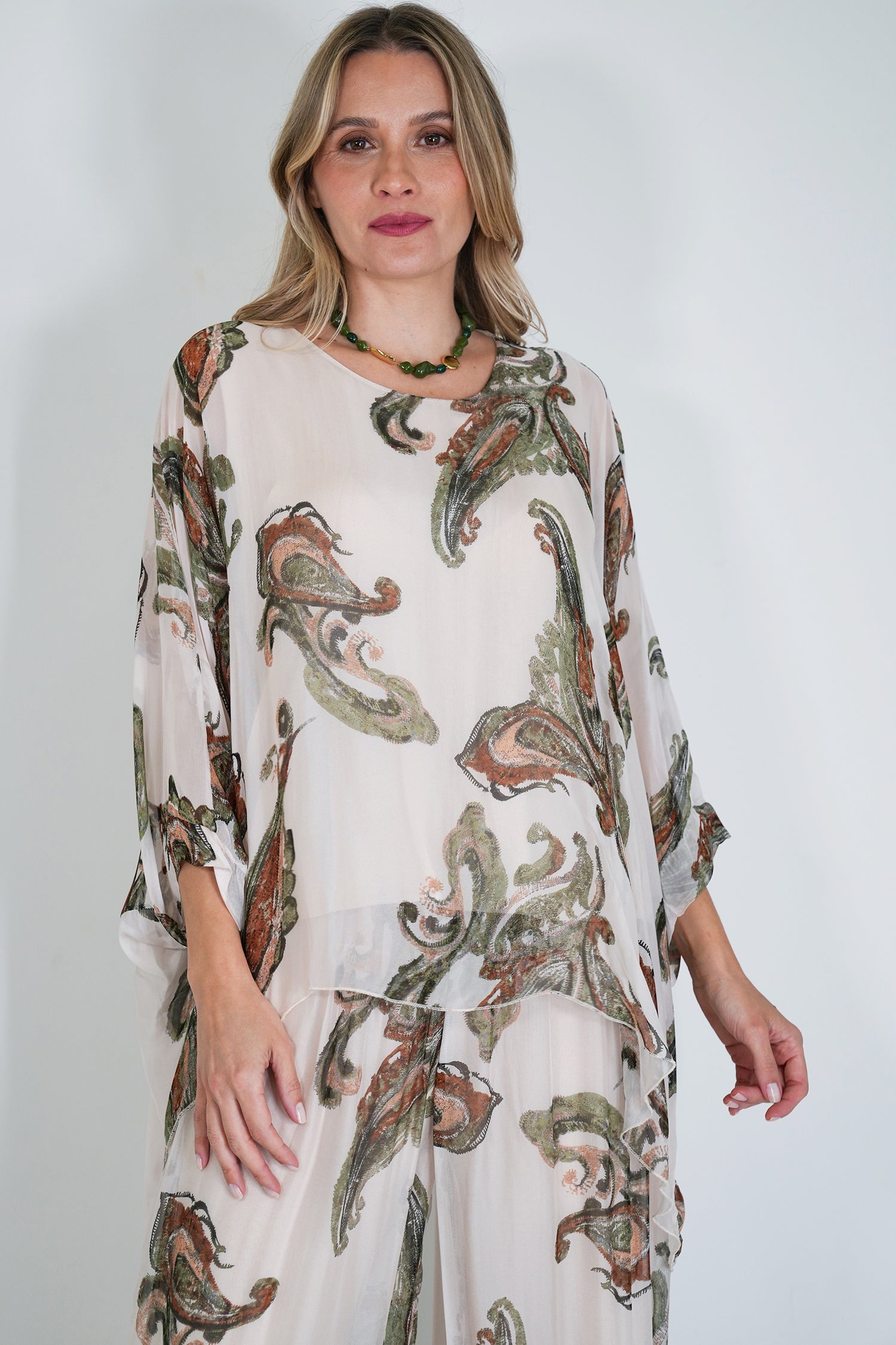 Olive Mary Silk Poncho