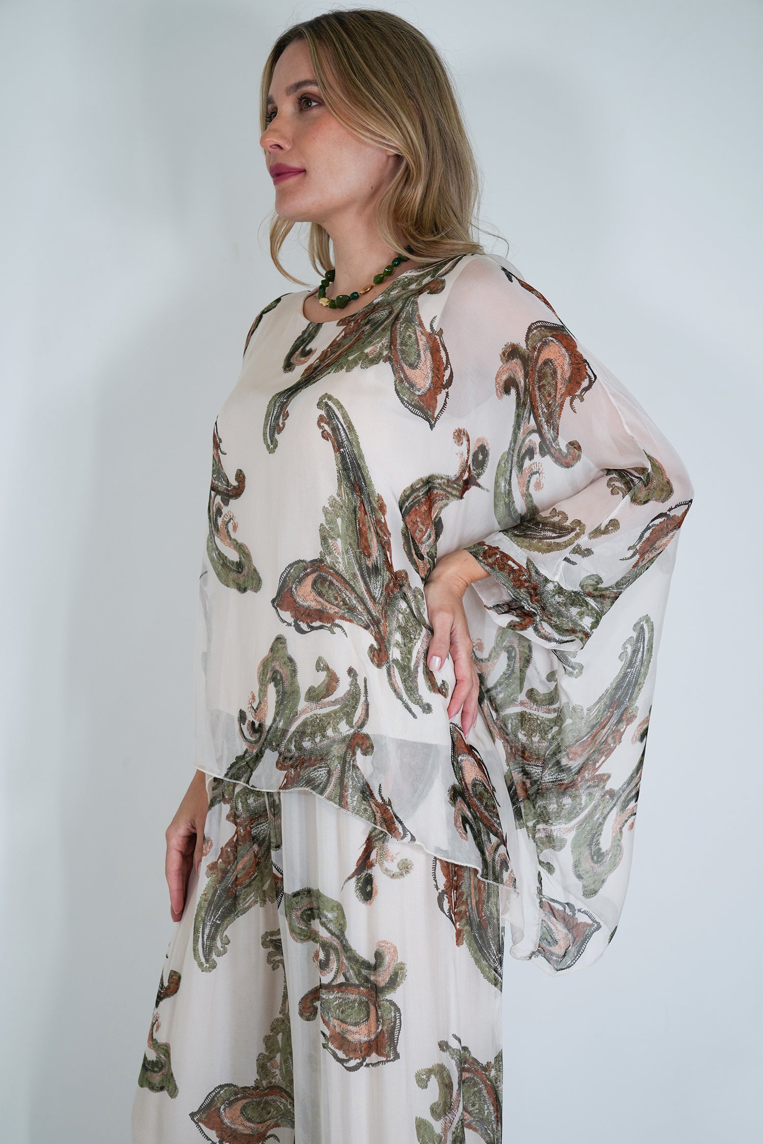 Olive Mary Silk Poncho