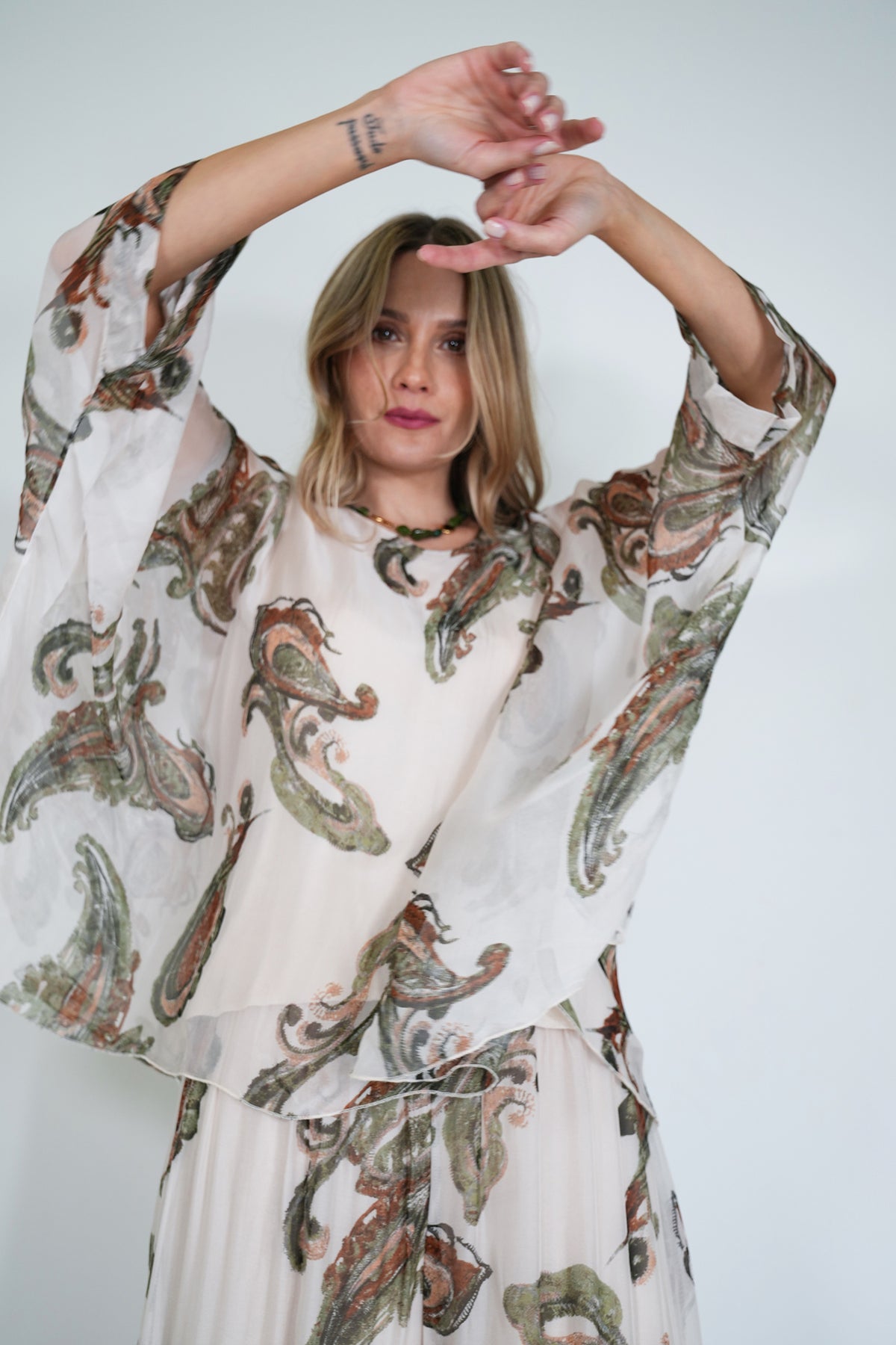 Olive Mary Silk Poncho