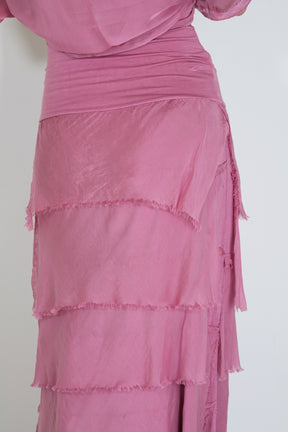 Pink Silk Tier Skirt