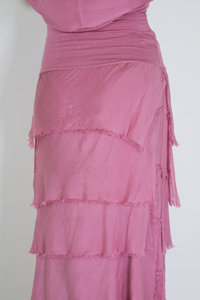 Pink Silk Tier Skirt