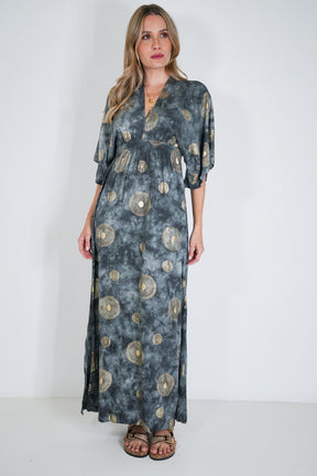 Charcoal and Gold Resort Dress