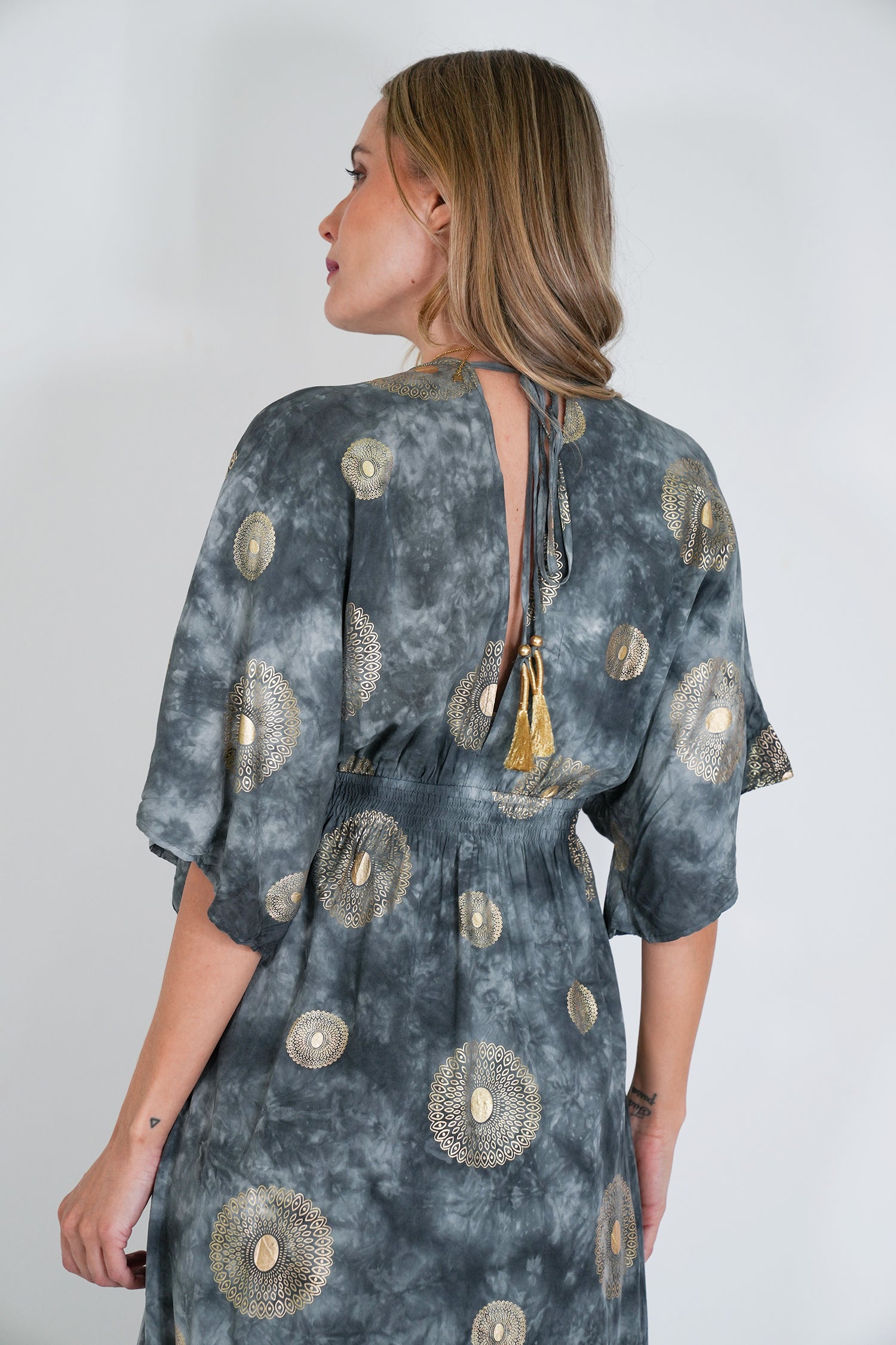 Charcoal and Gold Resort Dress