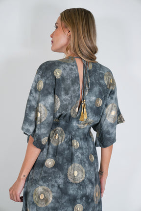 Charcoal and Gold Resort Dress