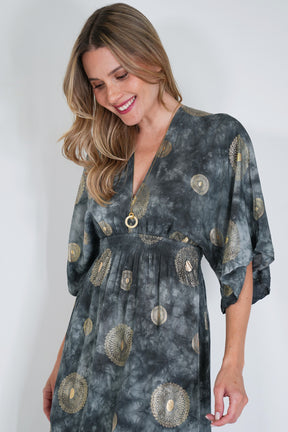 Charcoal and Gold Resort Dress
