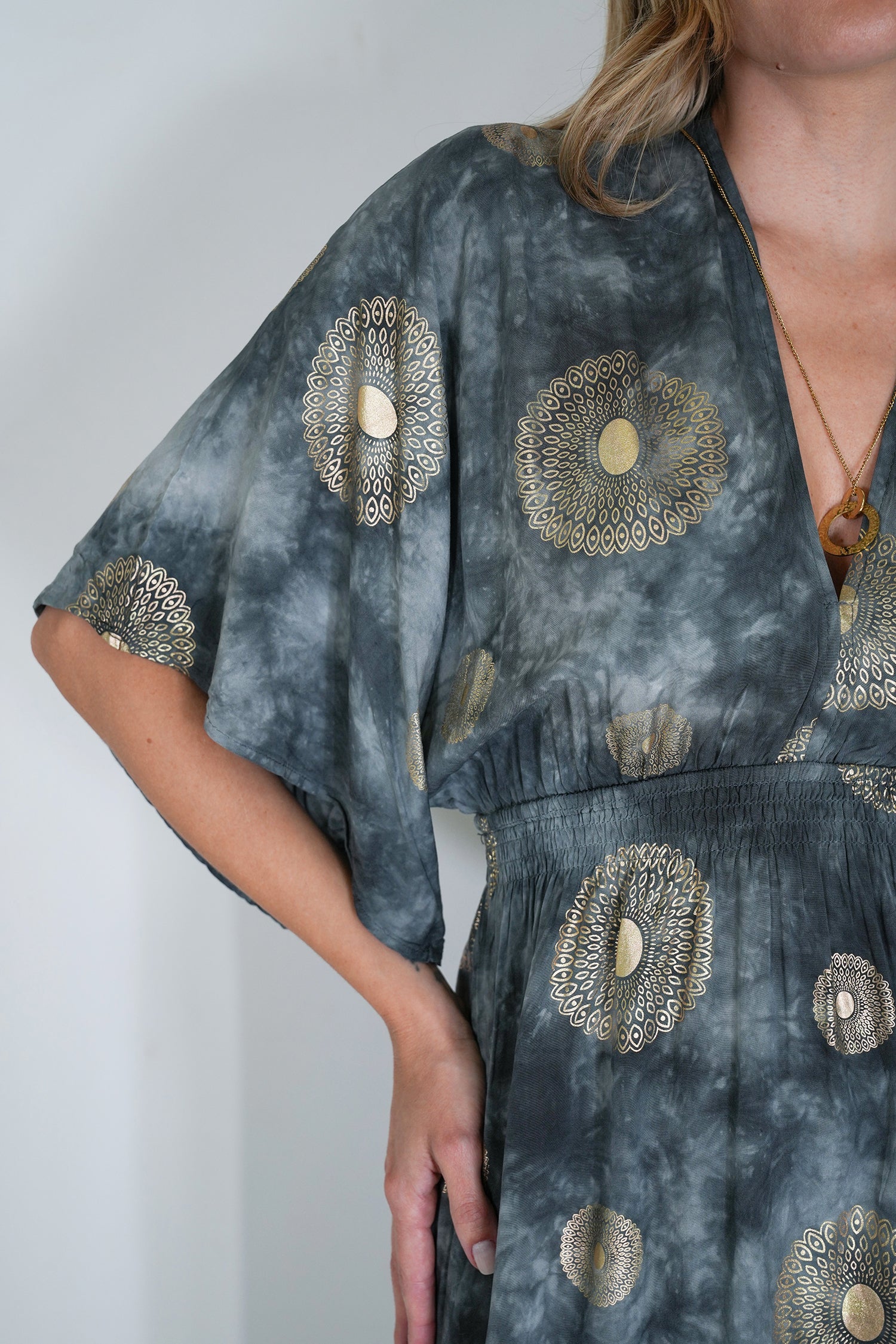 Charcoal and Gold Resort Dress