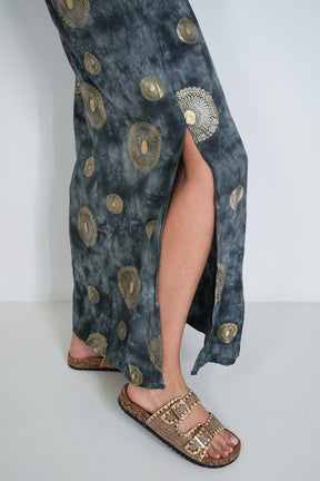 Charcoal and Gold Resort Dress