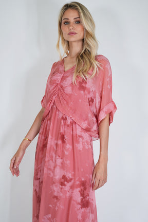 Salmon Grace Silk Dress