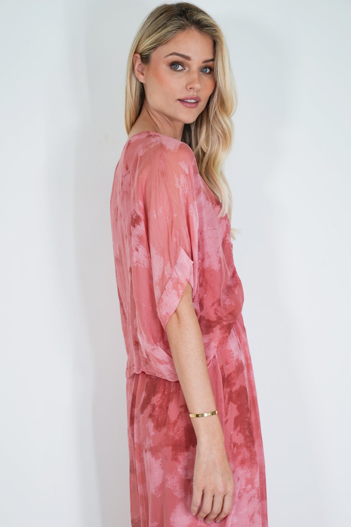 Salmon Grace Silk Dress