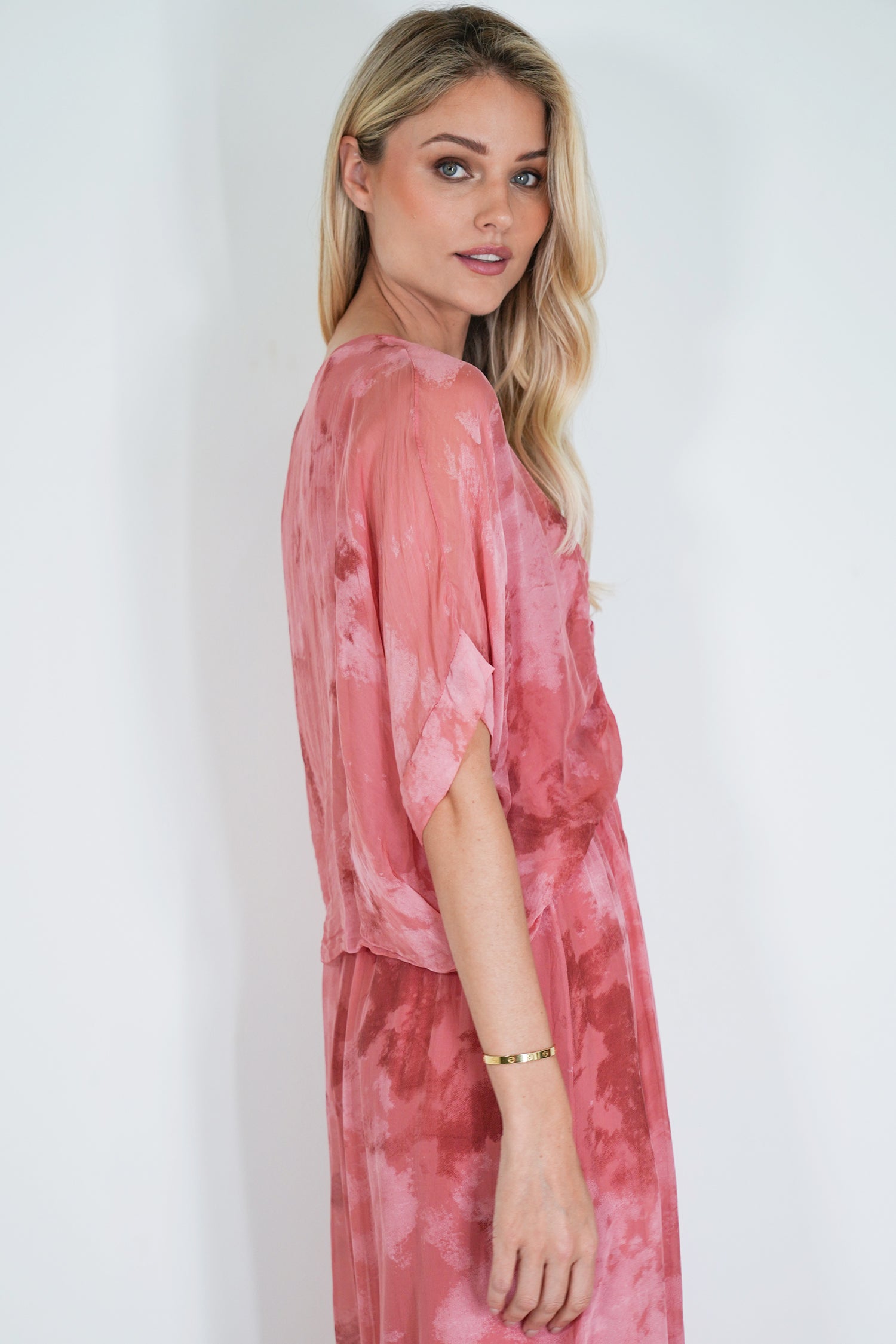 Salmon Grace Silk Dress
