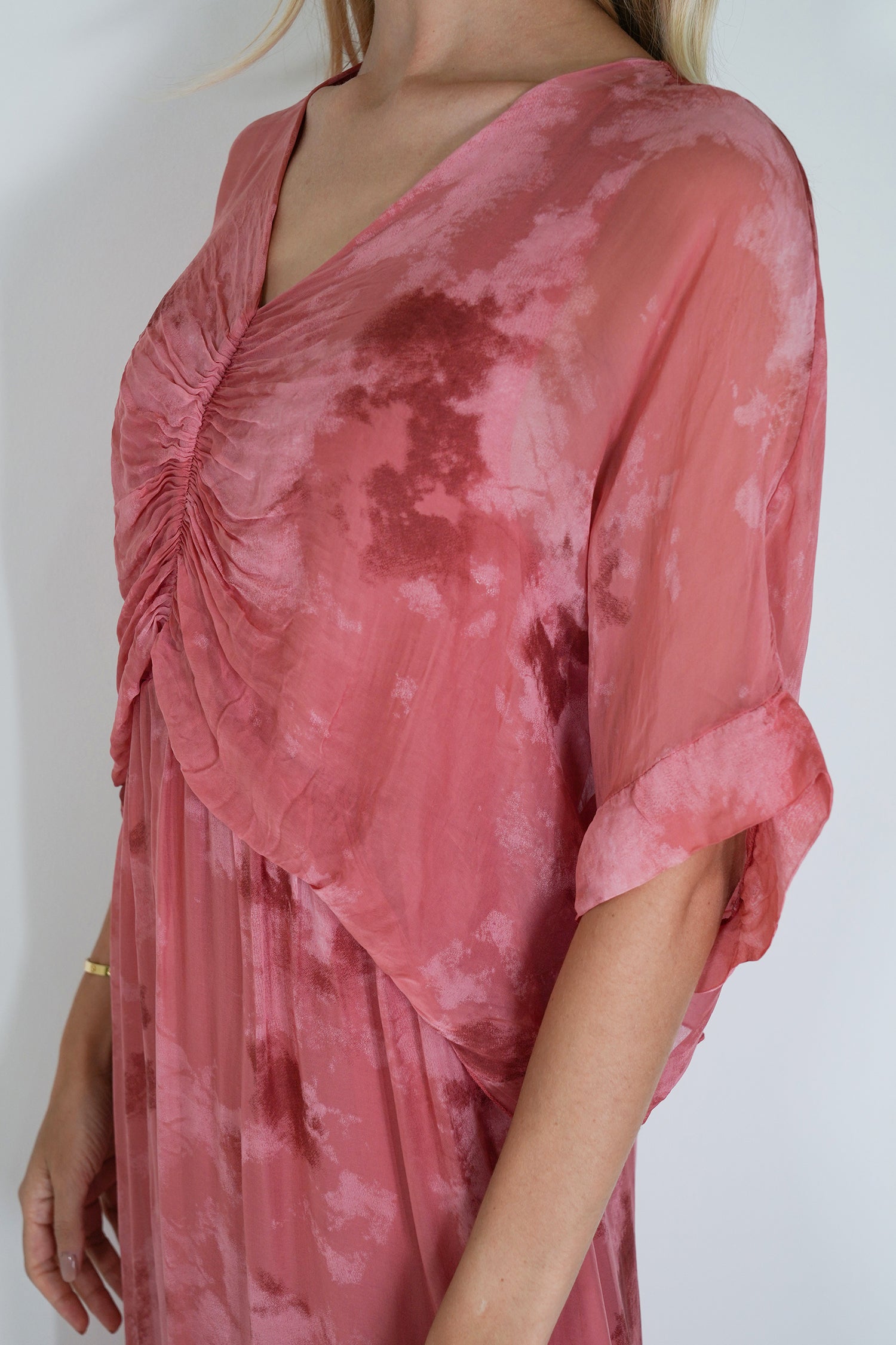 Salmon Grace Silk Dress