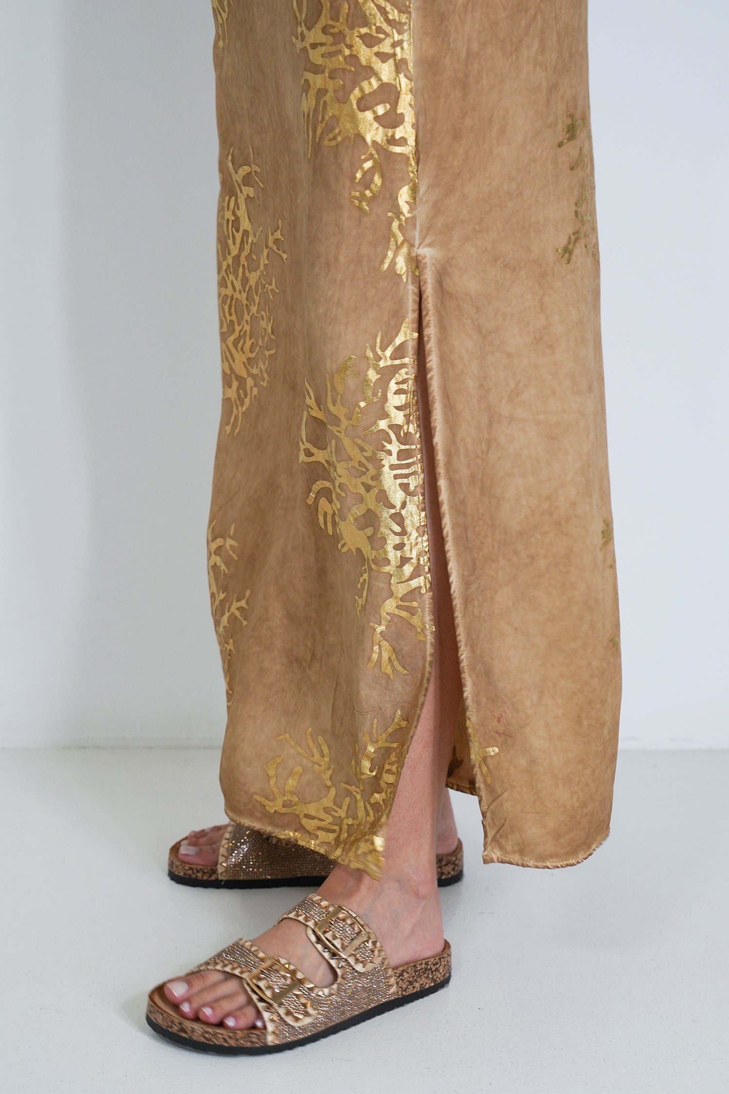 Beige and Gold Coral Resort Dress