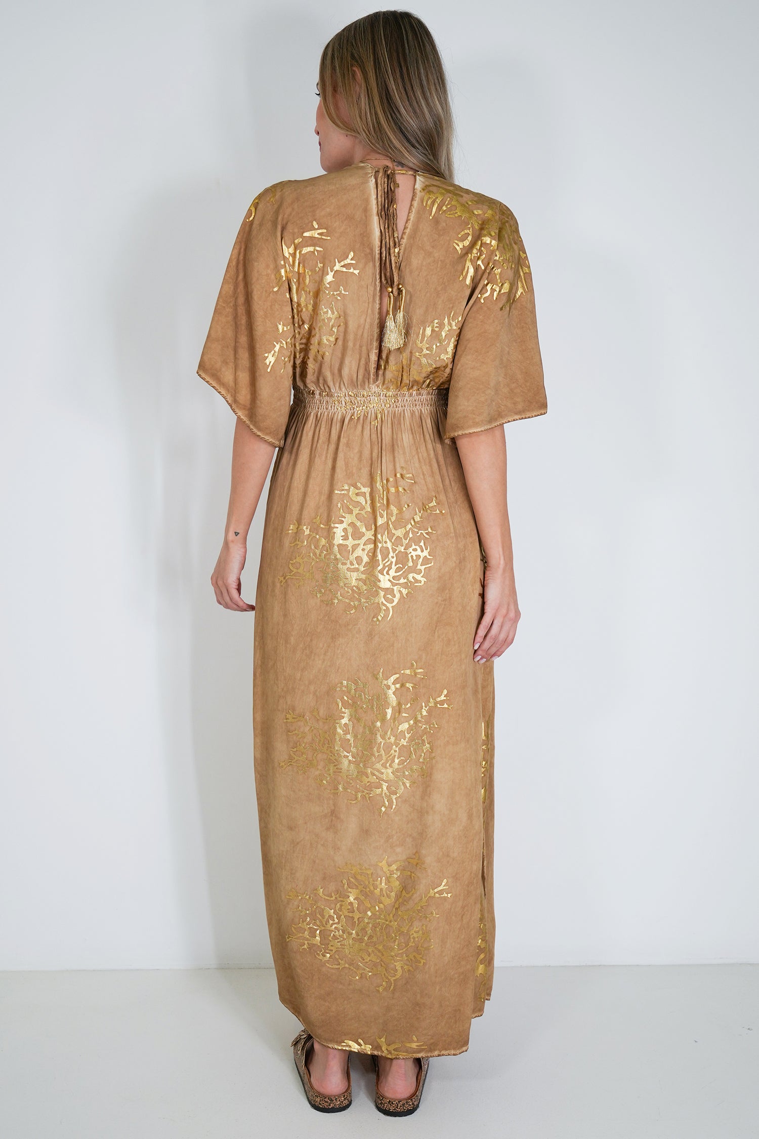 Beige and Gold Coral Resort Dress