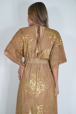 Beige and Gold Coral Resort Dress