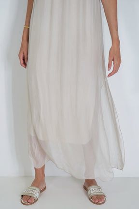 Cream Silk Strap Dress