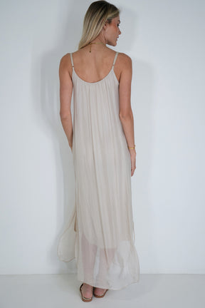 Cream Silk Strap Dress