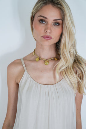 Cream Silk Strap Dress