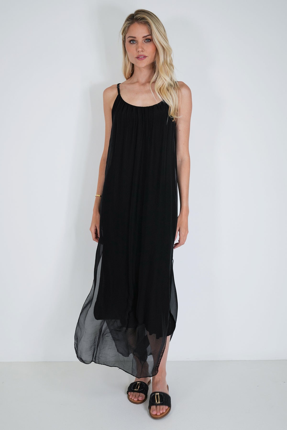 Black Silk Strap Dress