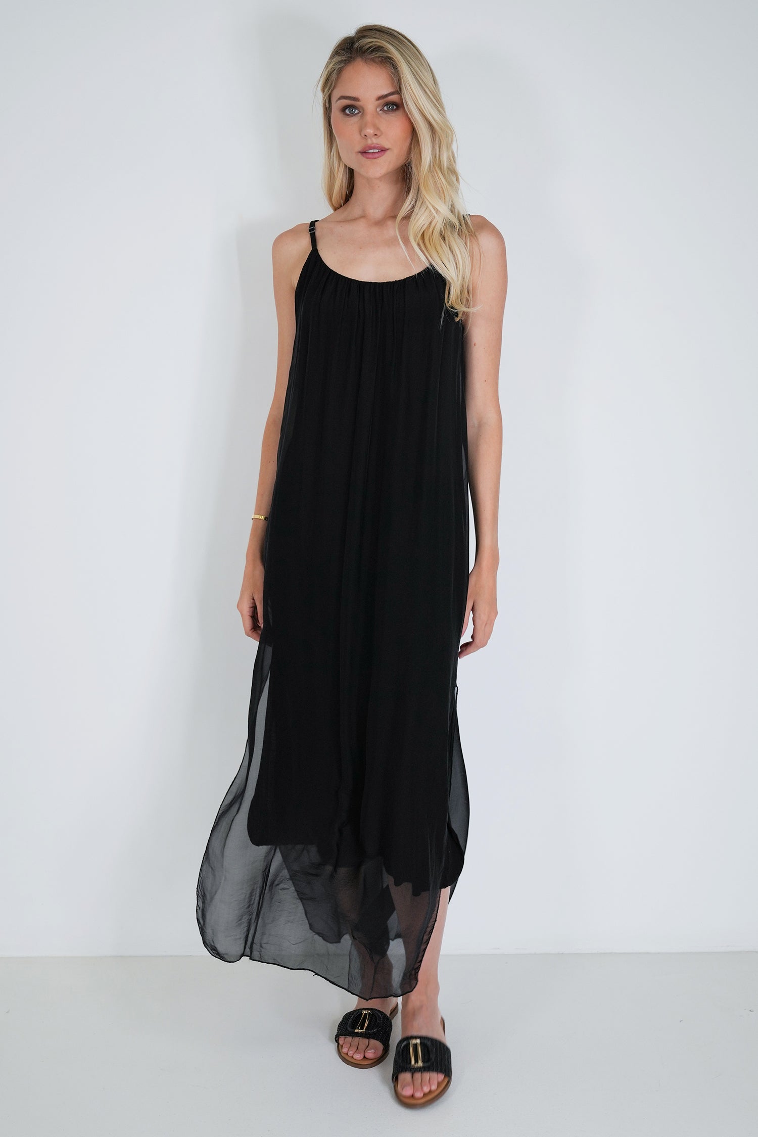 Black Silk Strap Dress