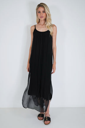 Black Silk Strap Dress