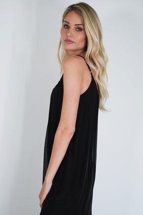 Black Silk Strap Dress