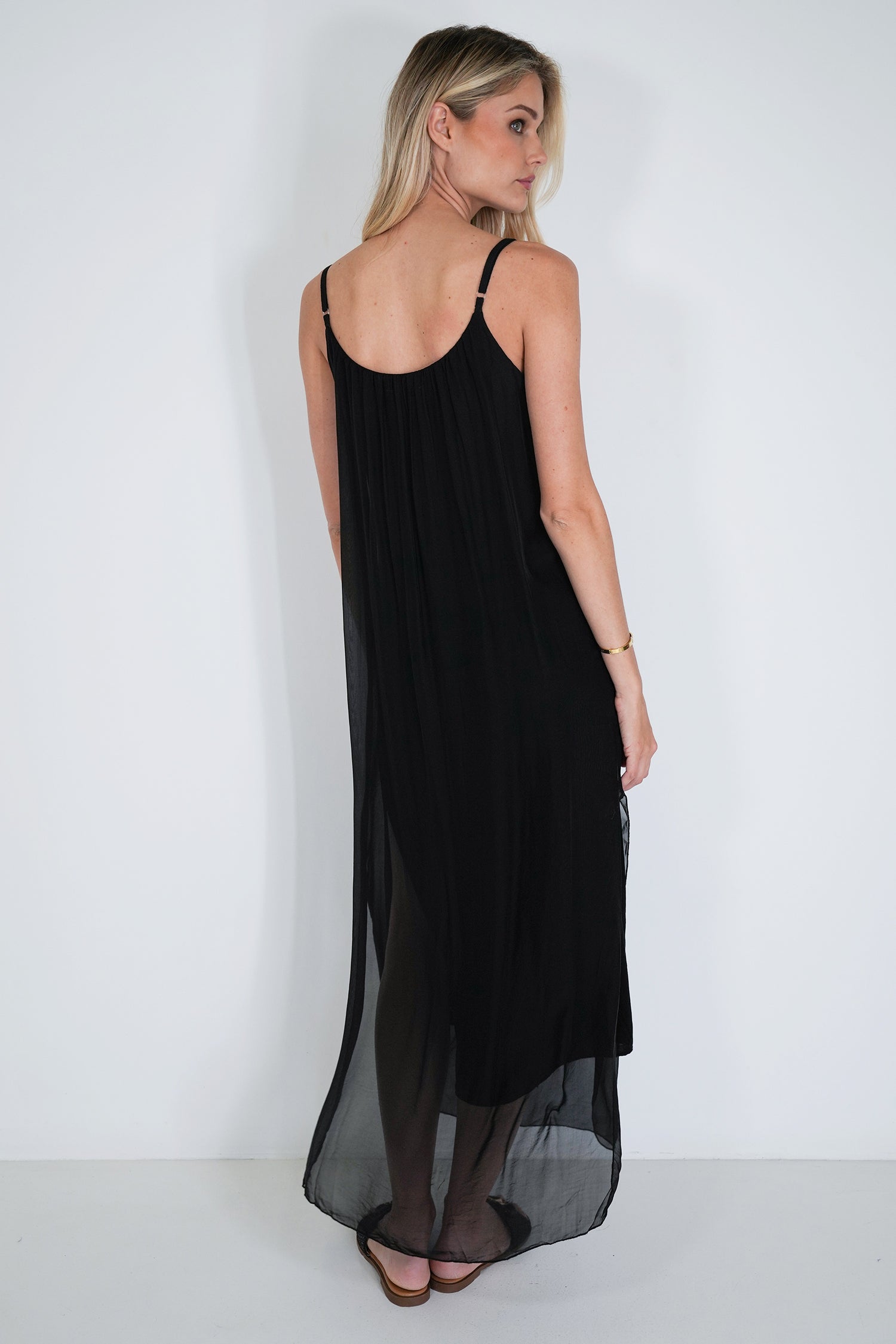 Black Silk Strap Dress