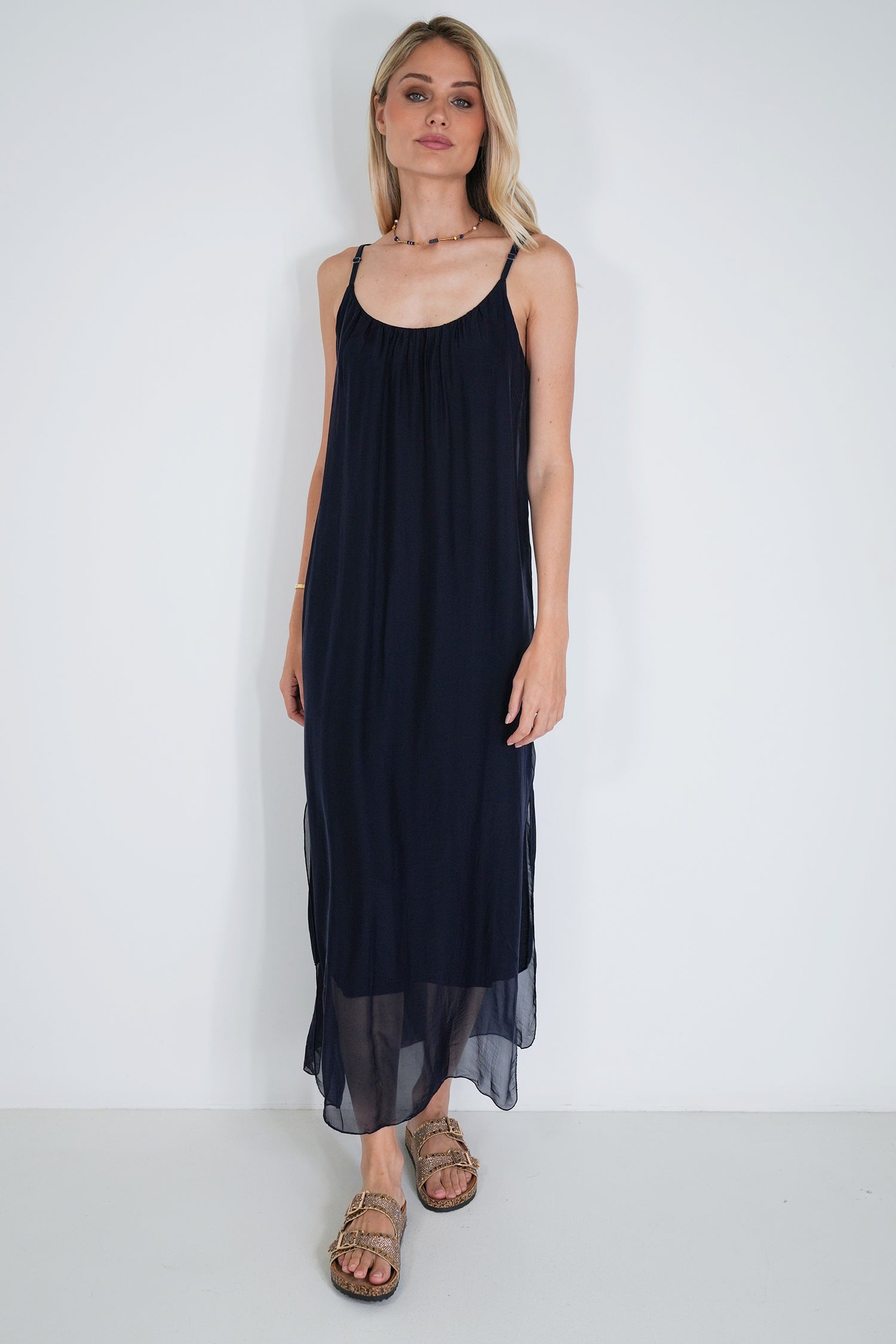 Ink Silk Strap Dress