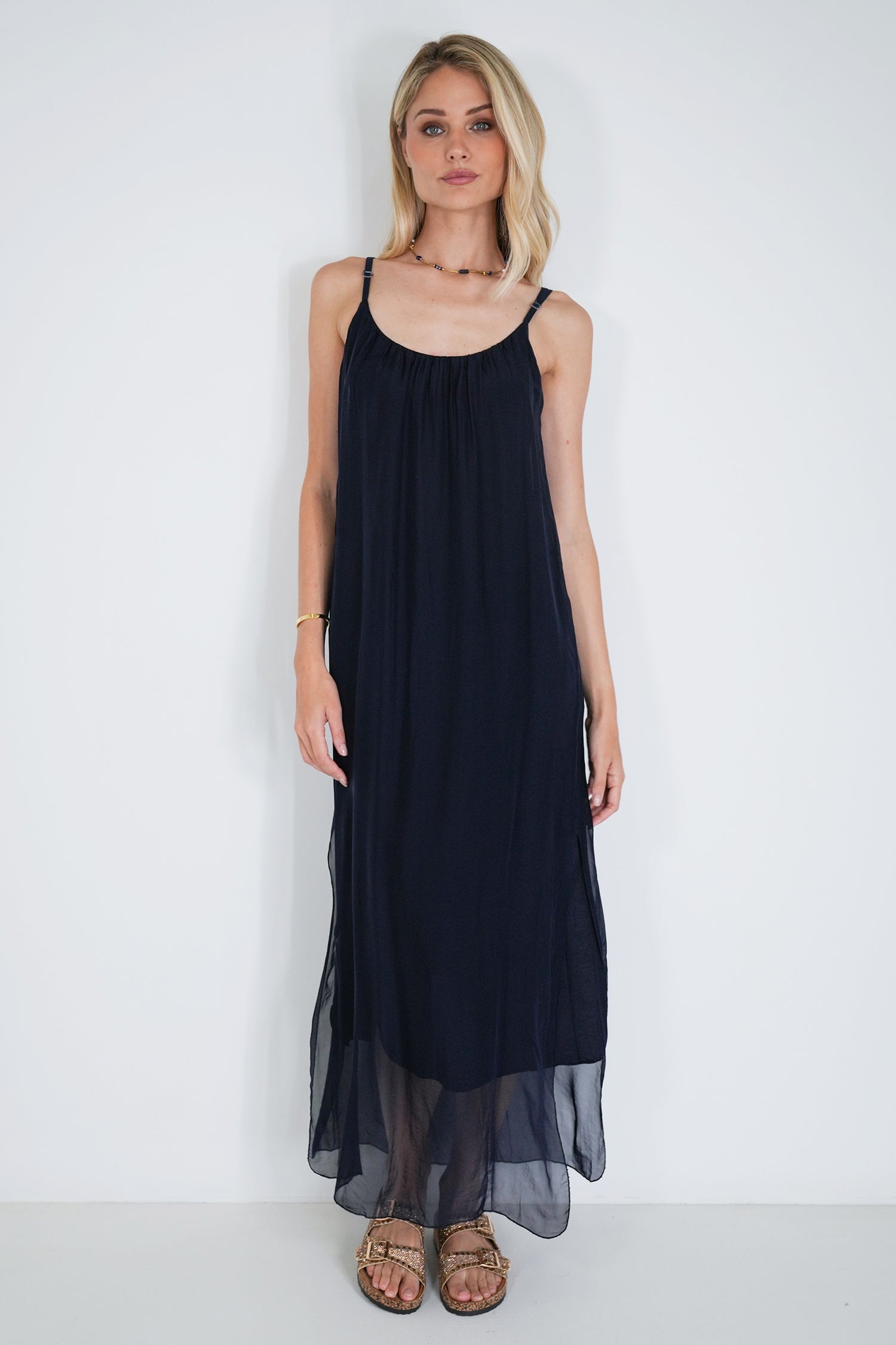 Ink Silk Strap Dress