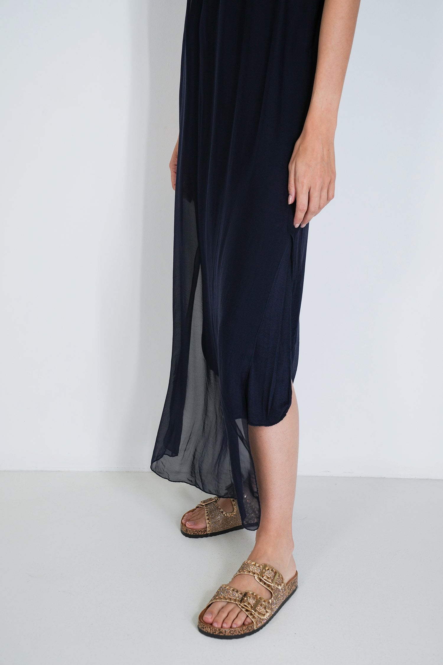 Ink Silk Strap Dress