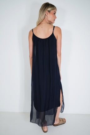 Ink Silk Strap Dress