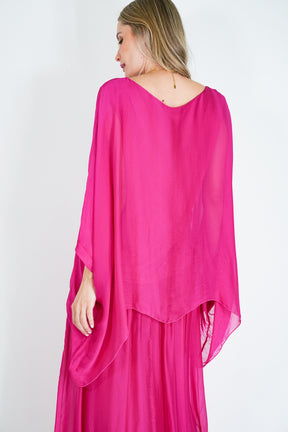 Cerise Silk Poncho
