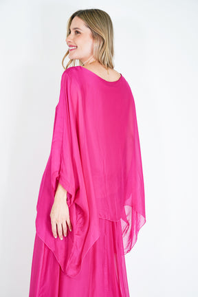 Cerise Silk Poncho