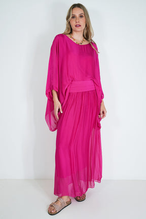 Cerise Silk Skirt