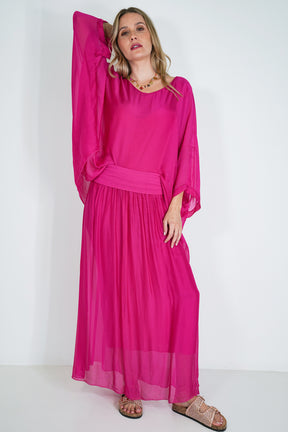 Cerise Silk Poncho