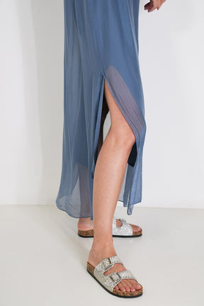 Blue Silk Strap Dress