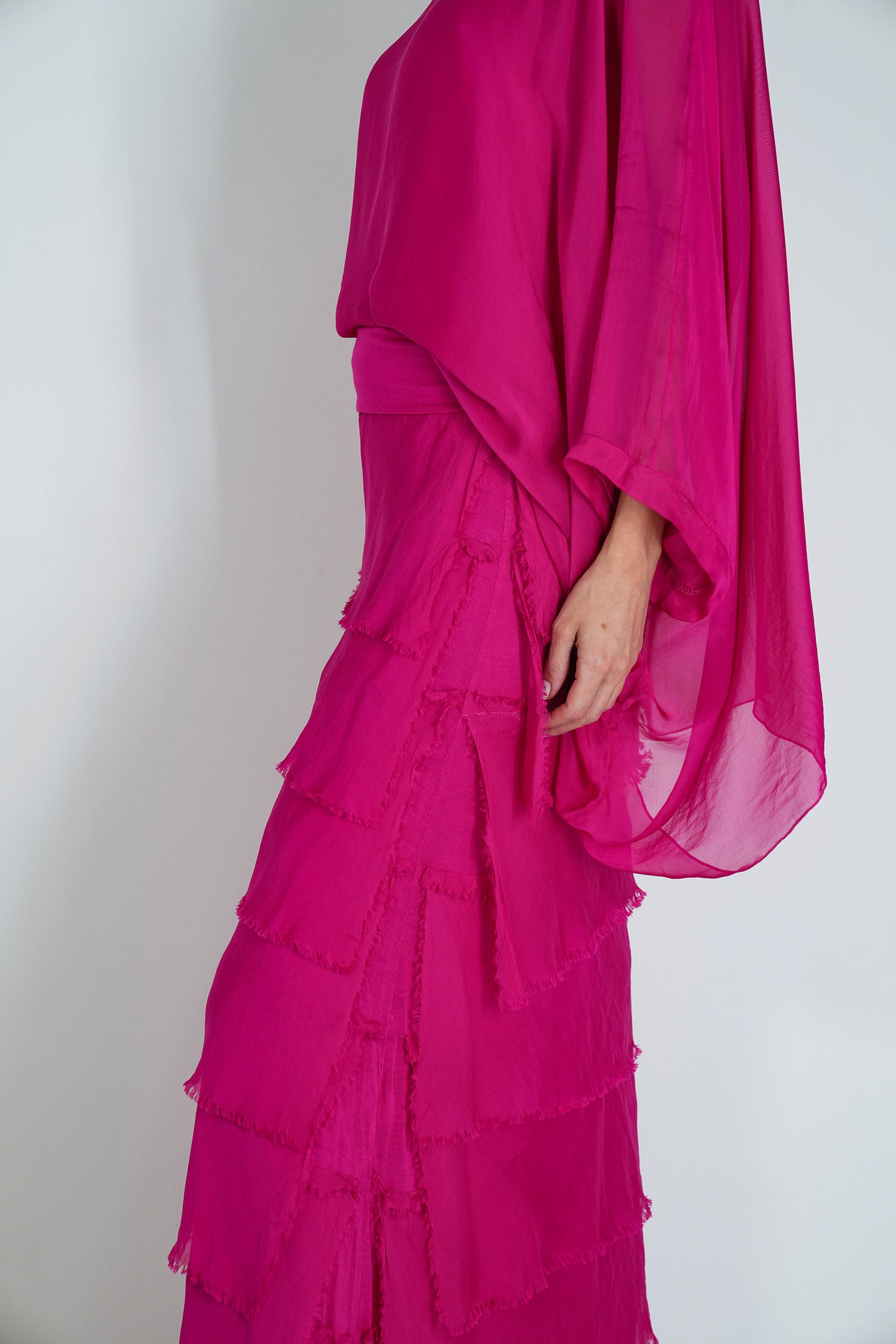 Cerise Silk Tier Skirt