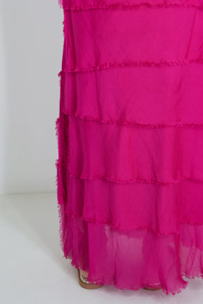 Cerise Silk Tier Skirt