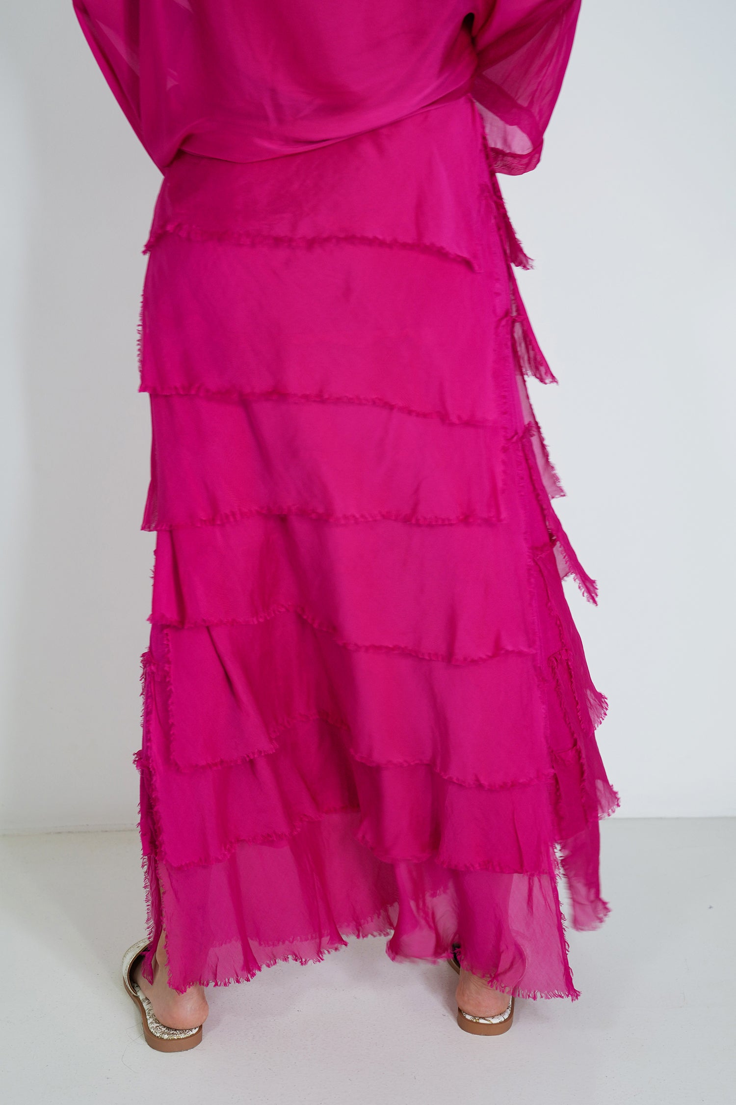 Cerise Silk Tier Skirt
