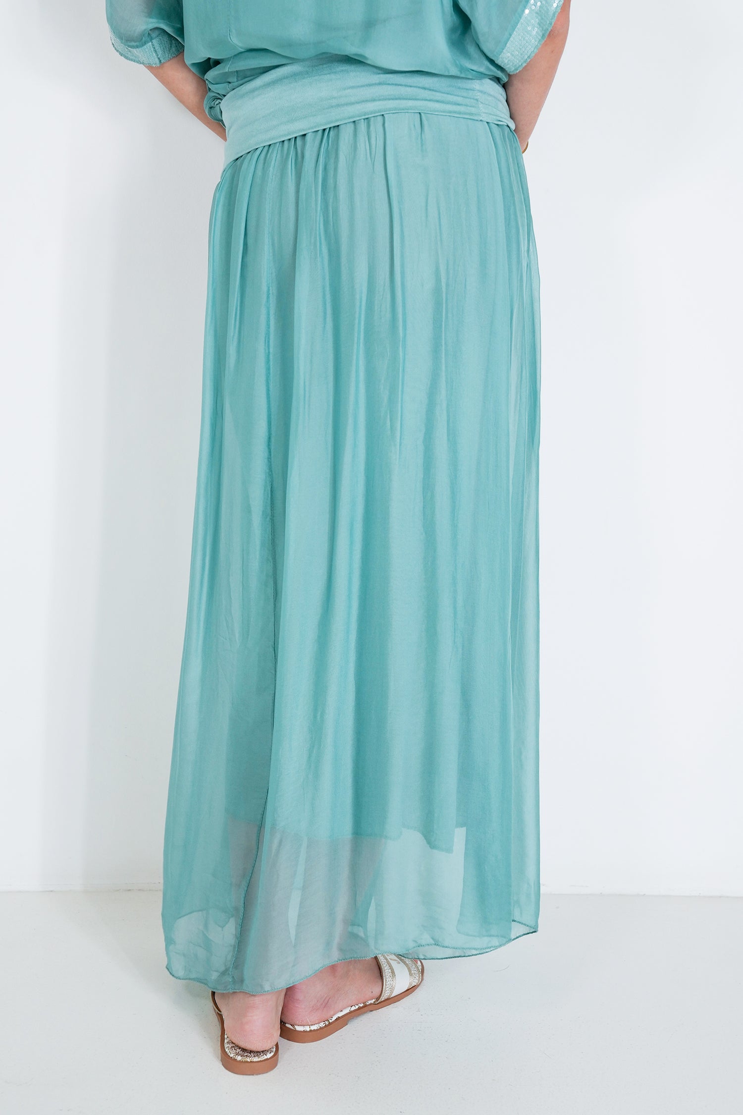 Sage Silk Skirt